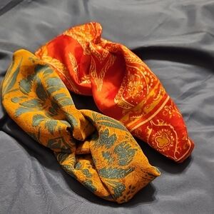 Floral and Paisley Headband Set - Orange and Yellow